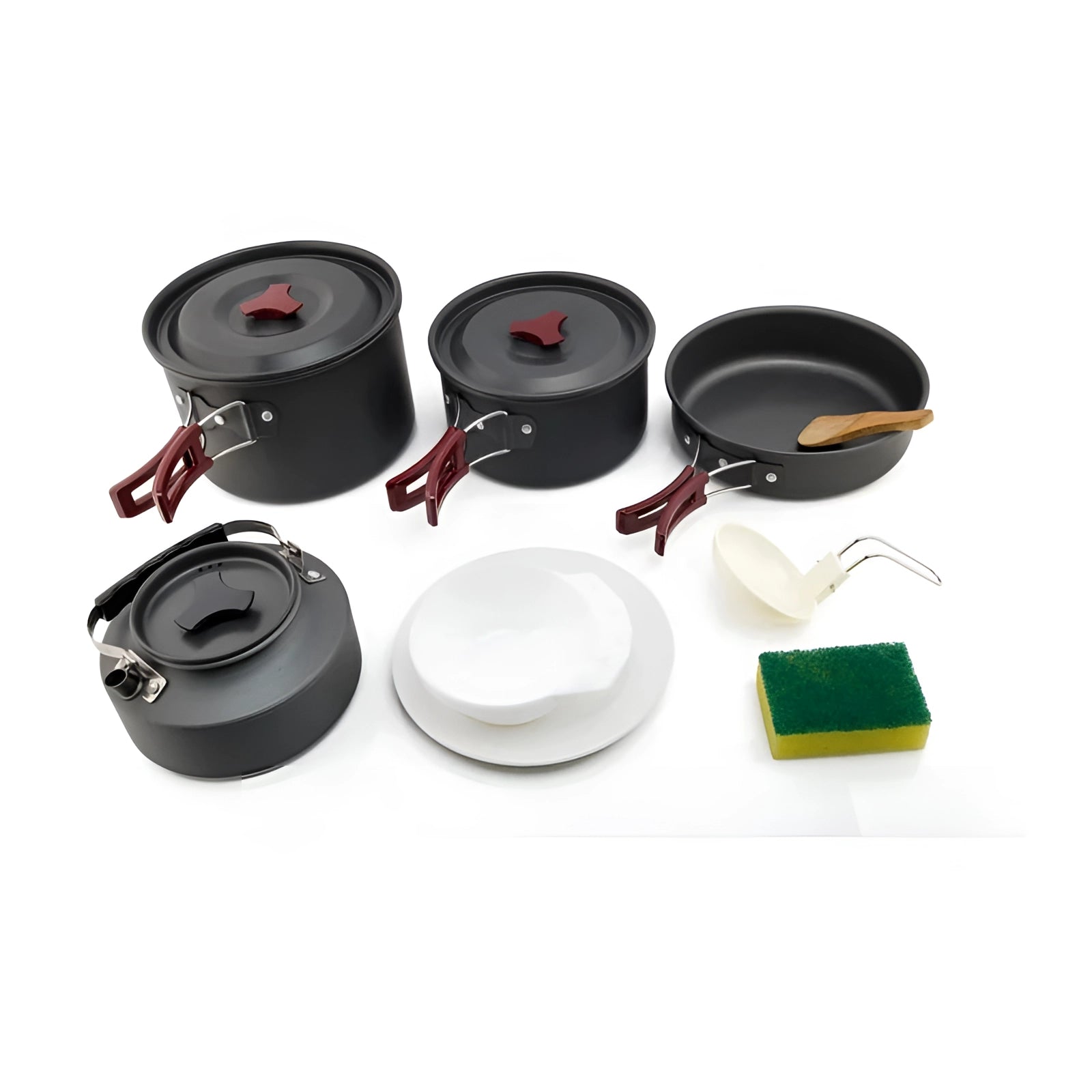 A Widesea Lightweight Non-Stick Camping Cookware Set made of anodized aluminum, designed for 4-5 persons, featuring a compact and durable kettle suitable for camping and outdoor cooking.