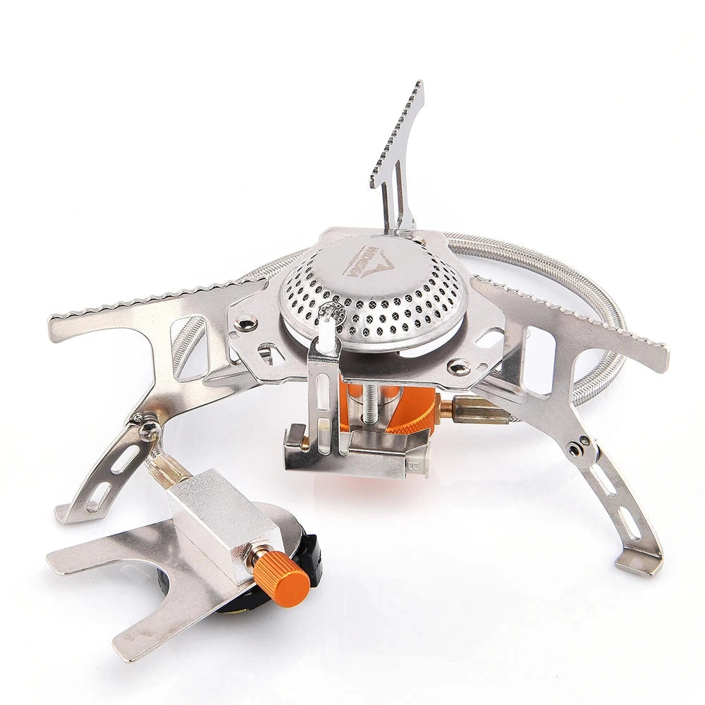 Lightweight, foldable Widesea portable camping stove with stable support, made of durable metal and designed for easy outdoor cooking.