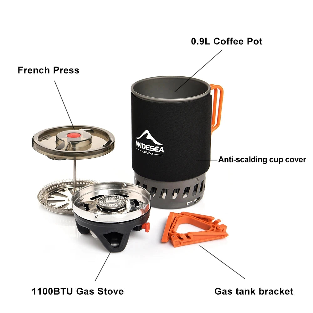 Compact Widesea portable camping stove designed for outdoor use, featuring a lightweight and cylindrical structure suitable for hiking and camping trips.