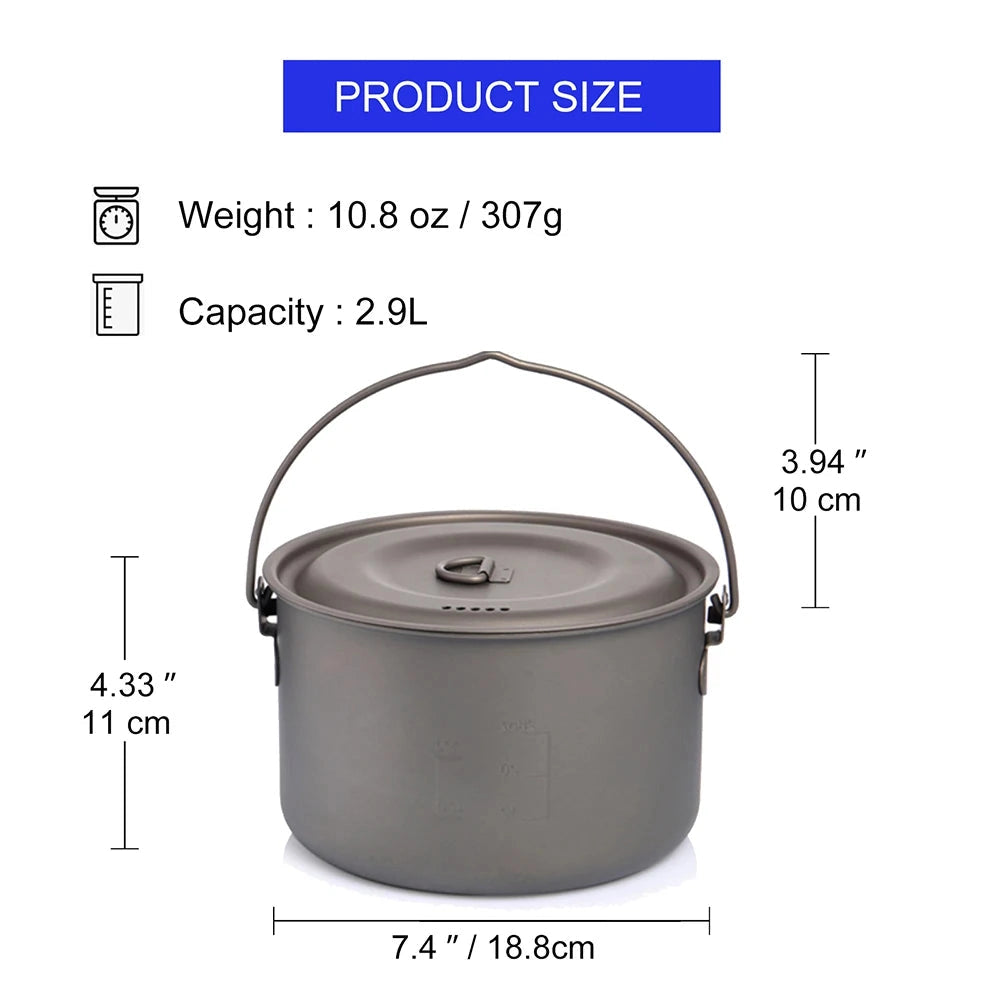 A lightweight titanium non-stick camping pot from WIDESEA, designed for outdoor cooking.