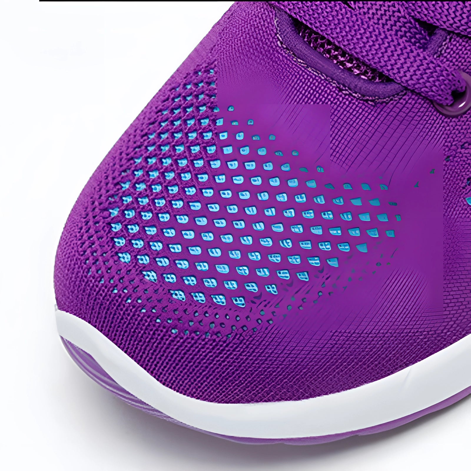 Women's lightweight breathable running shoes in a vibrant combination of blue and purple, featuring a sporty design suitable for outdoor activities with eye-catching electric blue and magenta accents.