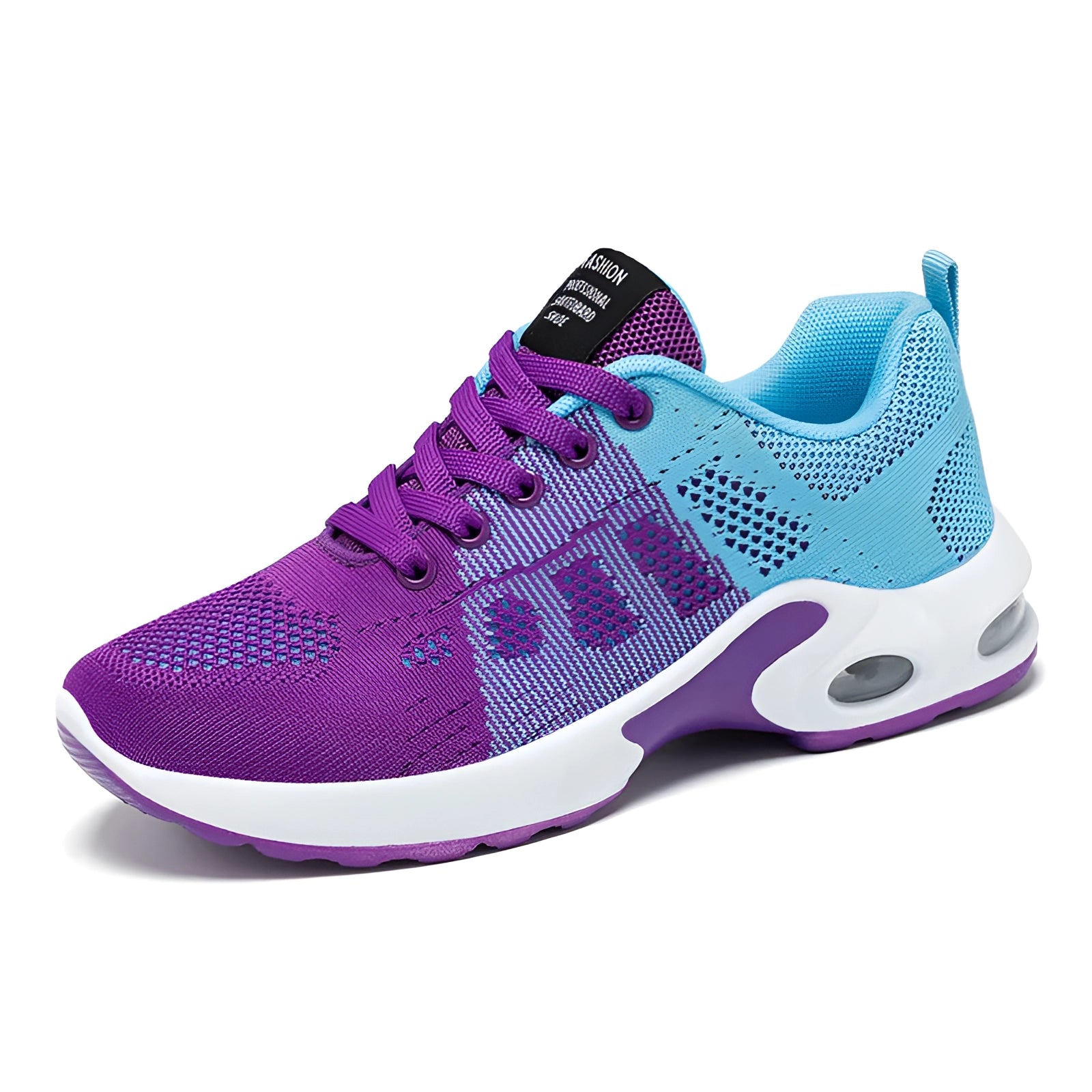 Women's lightweight breathable running shoes in purple, featuring a sleek design with a lace-up closure, suitable for sportswear and casual walking.