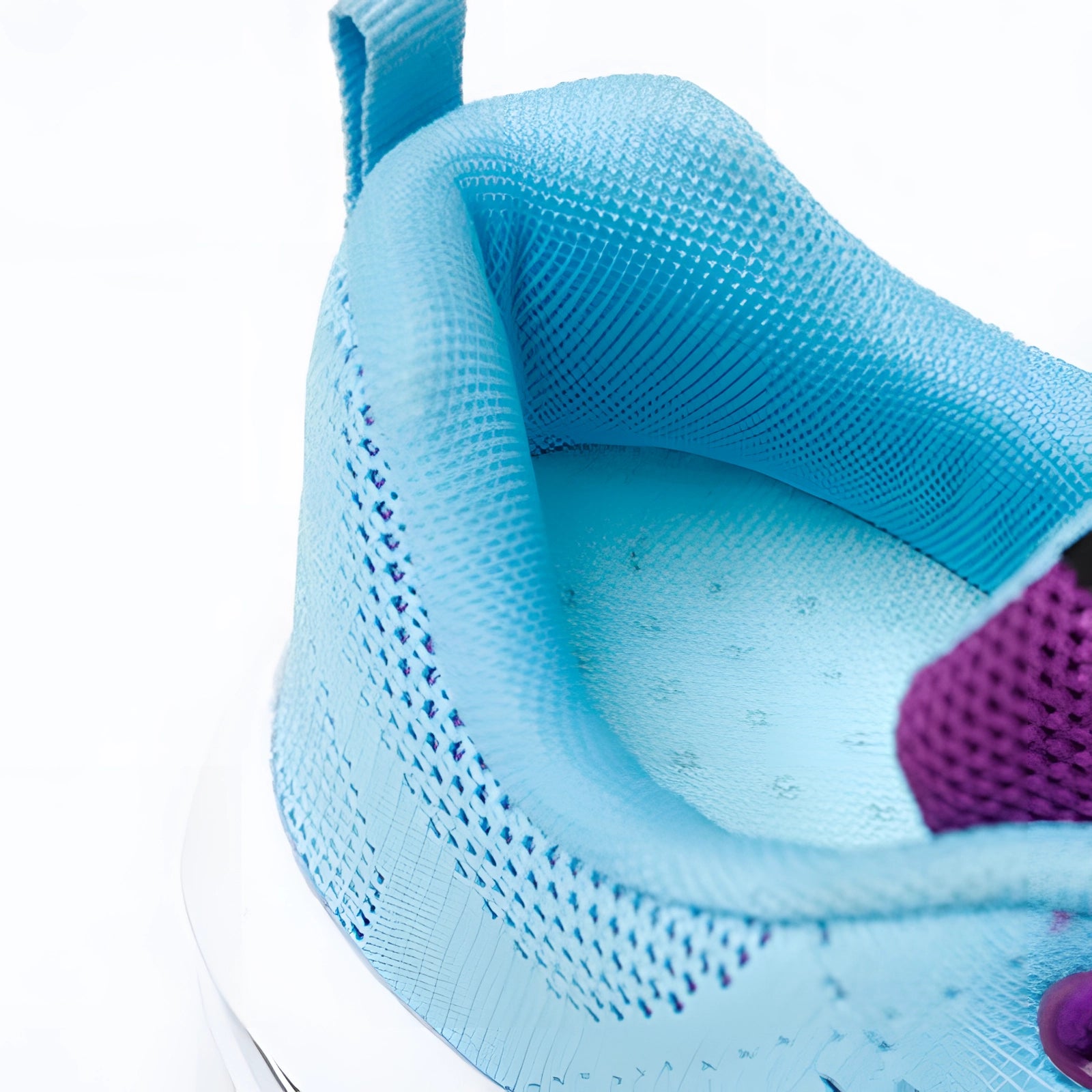 Women's lightweight breathable running shoes in blue and purple with a sleek design.