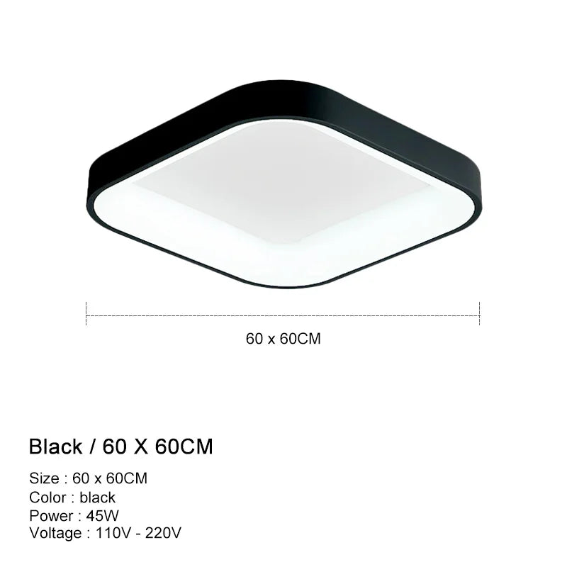 Rovenature LED Bathroom Ceiling Light - Rectangular in Gray, White, or Black