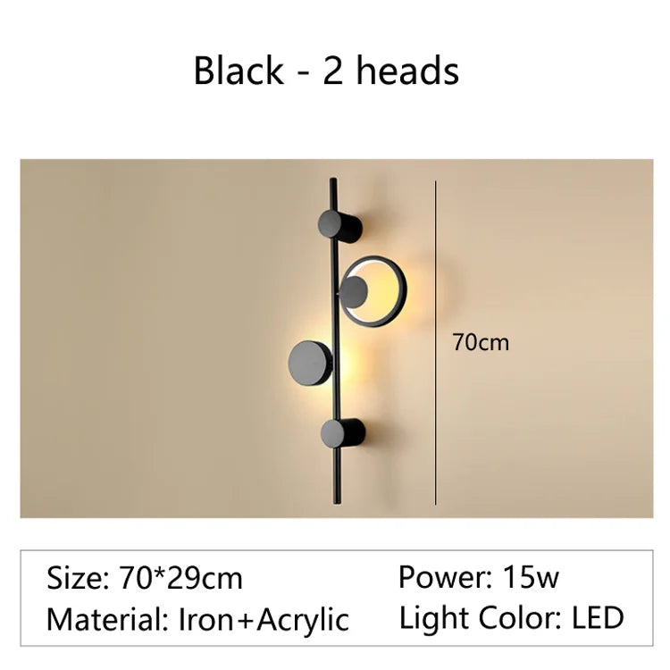 Rovenature Black Wall Lamp Modern Bedroom