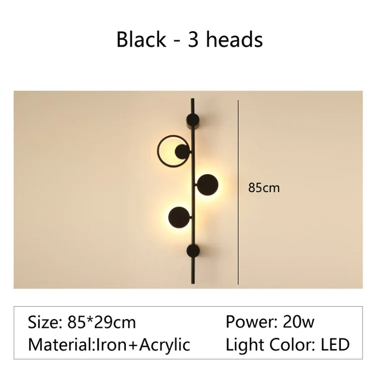 Rovenature Black Wall Lamp Modern Bedroom