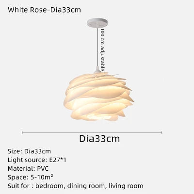 Rovenature Ceiling Light Bedroom - Elegant Hanging White Rose