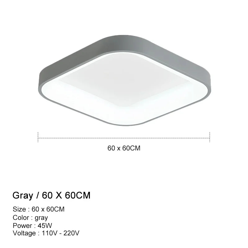 Rovenature LED Bathroom Ceiling Light - Rectangular in Gray, White, or Black