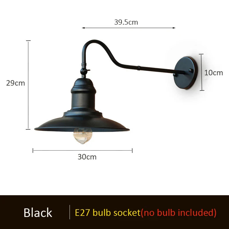 Rovenature Industrial Black Wall Lamp