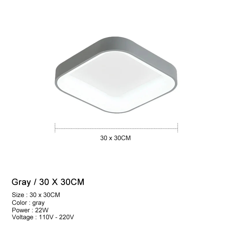 Rovenature LED Bathroom Ceiling Light - Rectangular in Gray, White, or Black