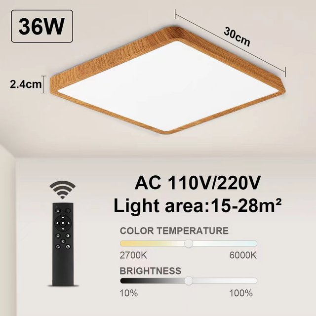 Dimmable LED Ceiling Light with Remote Control Rectangular by Rovenature