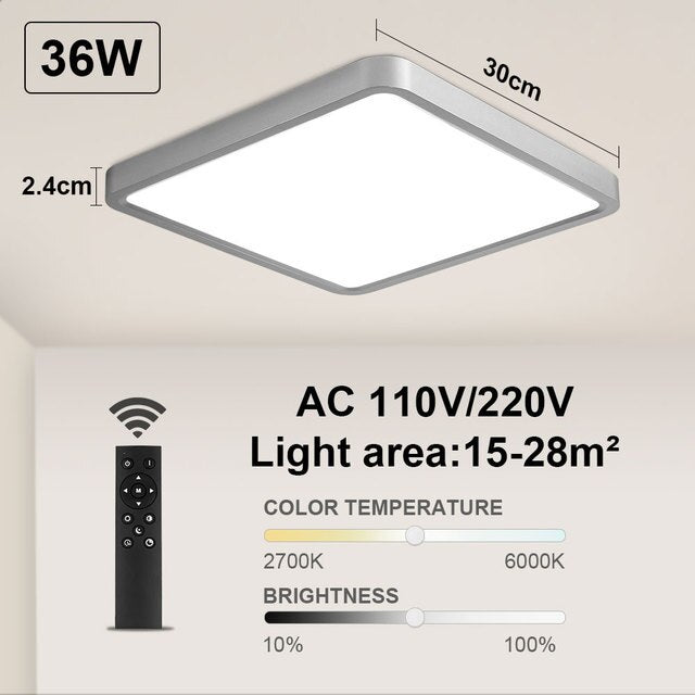 Dimmable LED Ceiling Light with Remote Control Rectangular by Rovenature