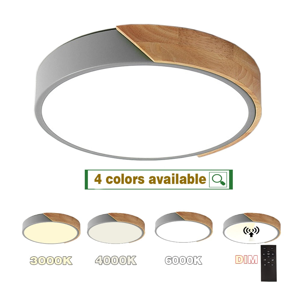 Rovenature Ceiling Light Wood with Remote Control - Double Socket Combination of Wood and Metal