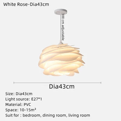 Rovenature Ceiling Light Bedroom - Elegant Hanging White Rose