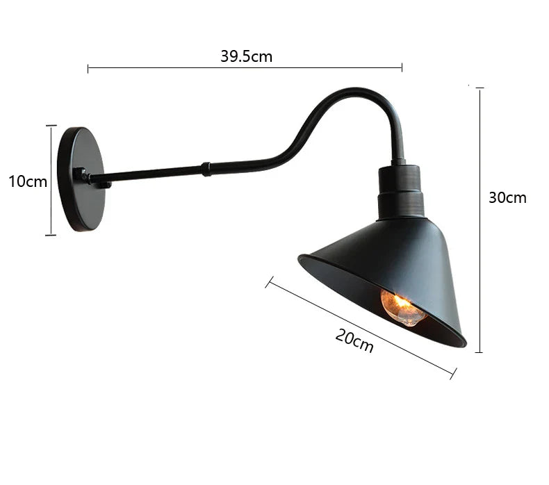 Rovenature Industrial Black Wall Lamp