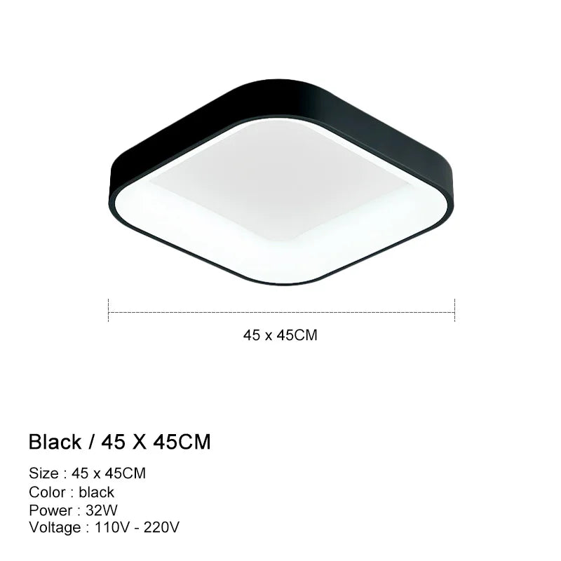 Rovenature LED Bathroom Ceiling Light - Rectangular in Gray, White, or Black