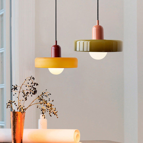 Rovenature Colored Glass Bauhaus Pendant Light