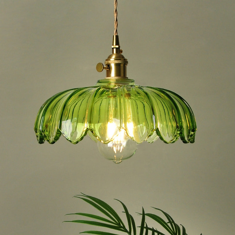 Rovenature Vintage Floral Hanging Lamp with Glazed Glass