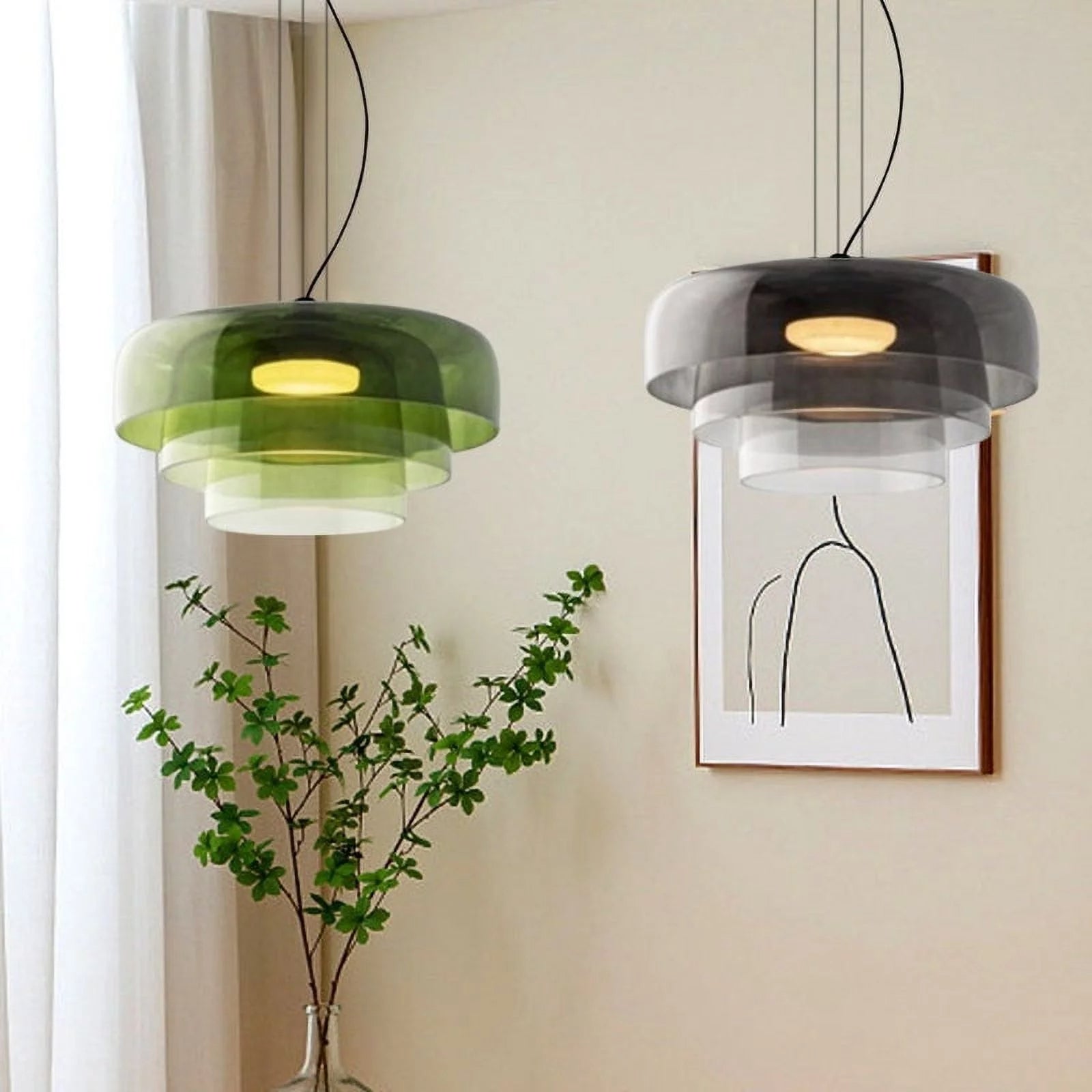 Rovenature Glass Pendant Light - Unique Metal & Glass Design for Dining Room or Kitchen