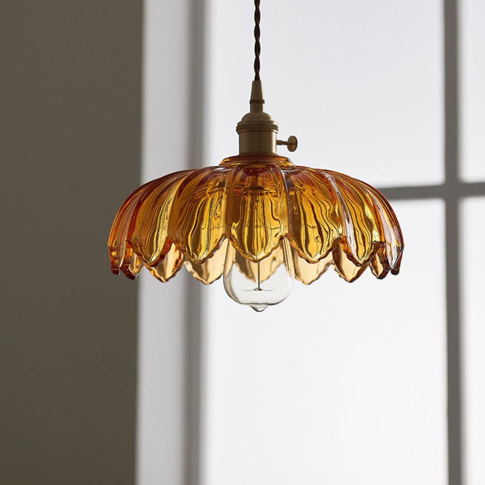 Rovenature Vintage Floral Hanging Lamp with Glazed Glass