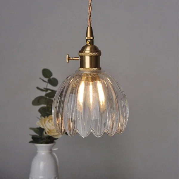 Rovenature Retro Glass Flower Pendant Lamp