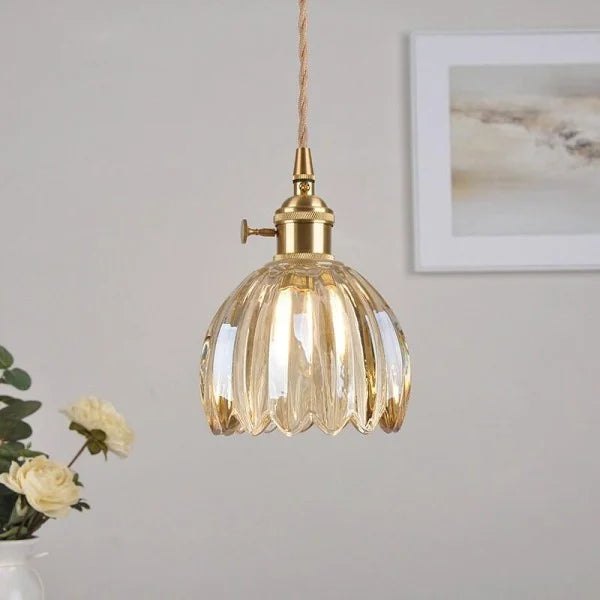 Rovenature Retro Glass Flower Pendant Lamp