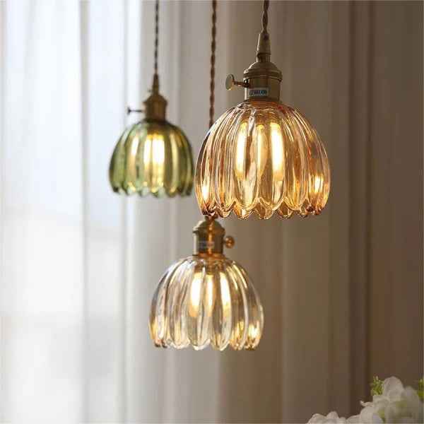 Rovenature Retro Glass Flower Pendant Lamp