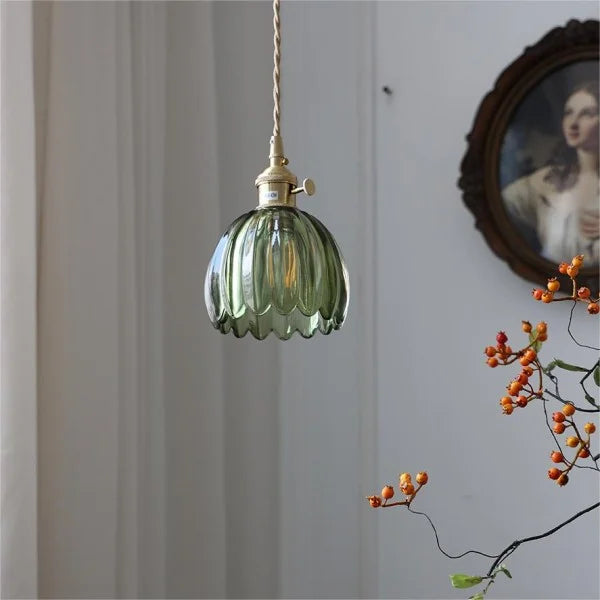 Rovenature Retro Glass Flower Pendant Lamp