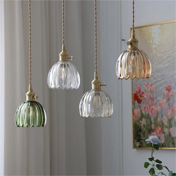 Rovenature Retro Glass Flower Pendant Lamp