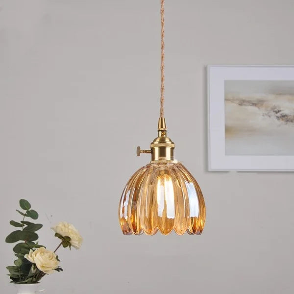 Rovenature Retro Glass Flower Pendant Lamp