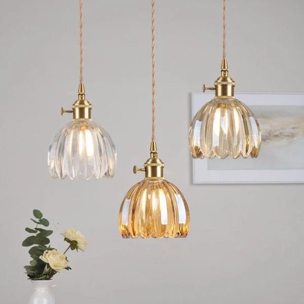 Rovenature Retro Glass Flower Pendant Lamp