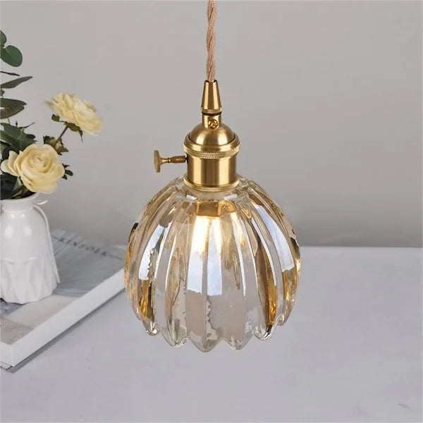 Rovenature Retro Glass Flower Pendant Lamp