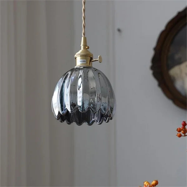 Rovenature Retro Glass Flower Pendant Lamp